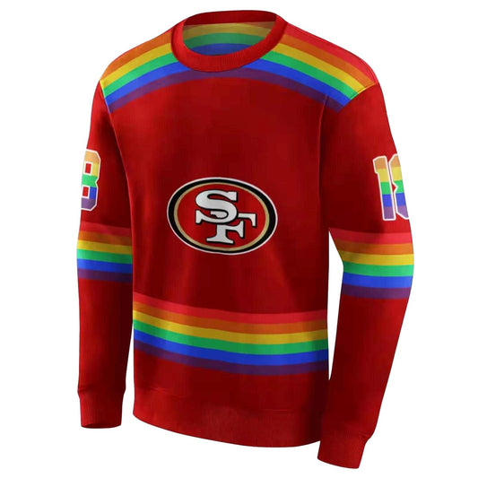 Personalized San Francisco 49ers Rainbow Stripes Red Aop Sweatshirt - Moonbestprint