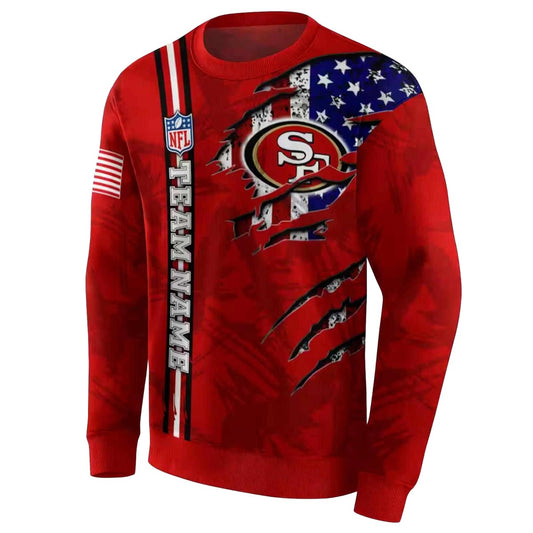 Personalized San Francisco 49ers Ripped Flag Red Aop Sweatshirt - Moonbestprint