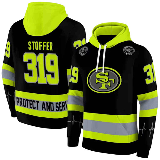 Personalized San Francisco 49ers Safety Motif Black Neon Green Aop Hoodie - Moonbestprint