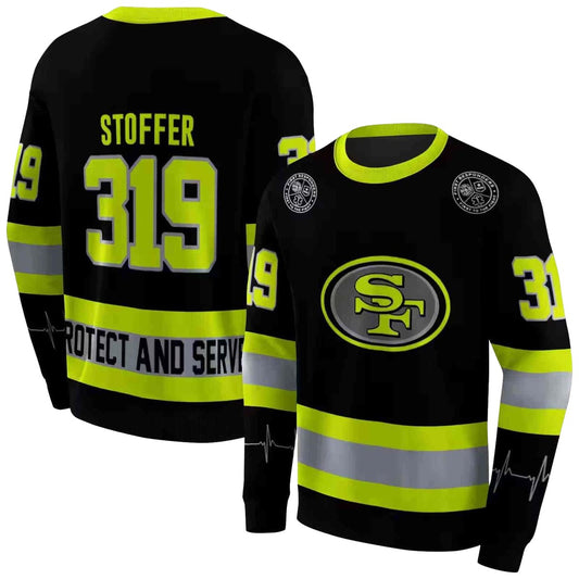 Personalized San Francisco 49ers Safety Motif Black Neon Green Aop Sweatshirt - Moonbestprint