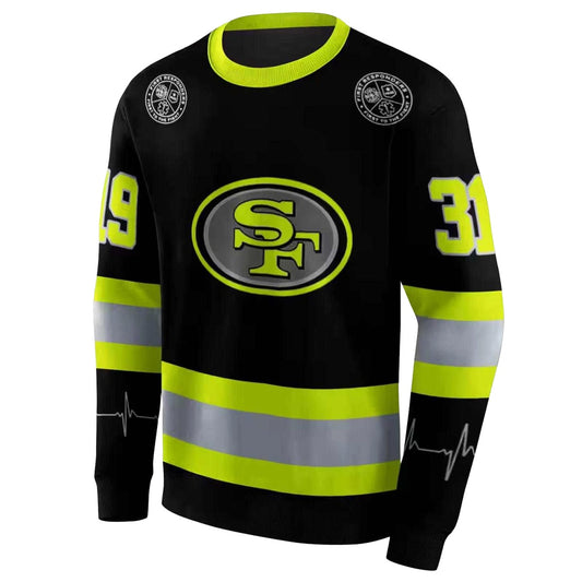 Personalized San Francisco 49ers Safety Motif Black Neon Green Aop Sweatshirt - Moonbestprint