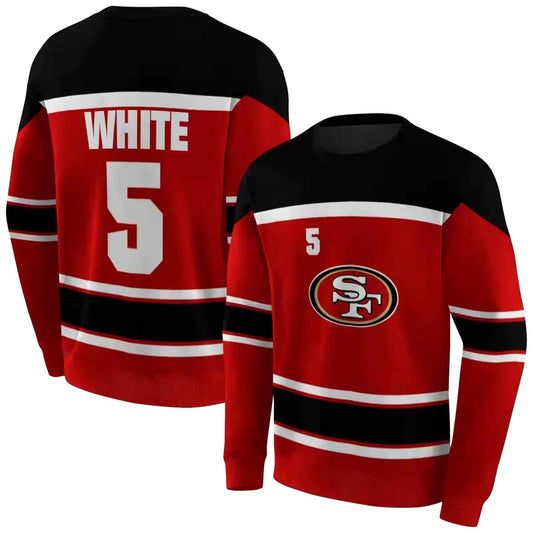Personalized San Francisco 49ers Striped Pattern Red Aop Sweatshirt - Moonbestprint