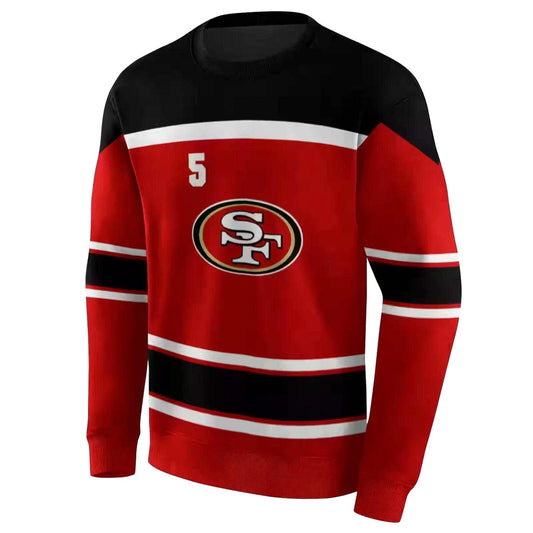 Personalized San Francisco 49ers Striped Pattern Red Aop Sweatshirt - Moonbestprint