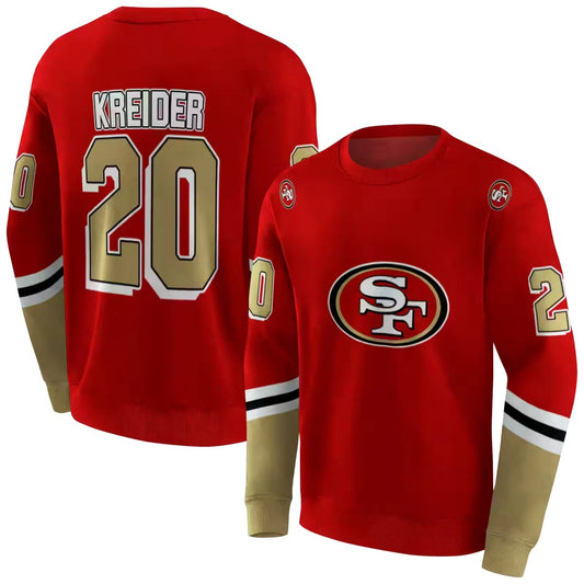 Personalized San Francisco 49ers Striped Sleeves Red Aop Sweatshirt - Moonbestprint