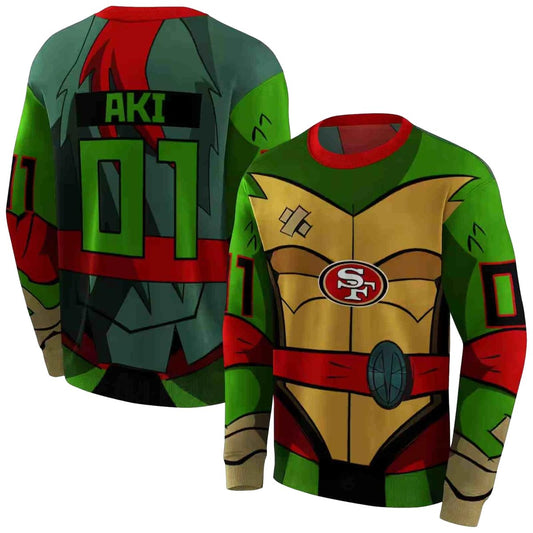 Personalized San Francisco 49ers Superhero Armor Red Green Aop Sweatshirt - Moonbestprint