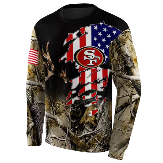 Personalized San Francisco 49ers Tree Camo Us Flag Aop Sweatshirt - Moonbestprint