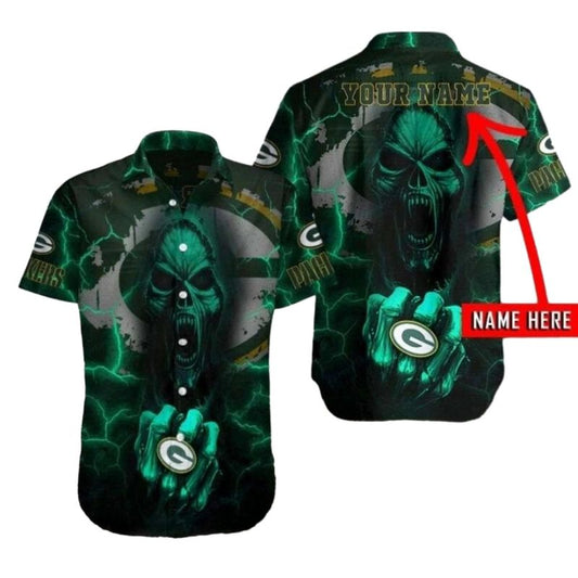 Personalized Screaming Phantom Green Bay Packers Hawaiian Shirt - Moonbestprint