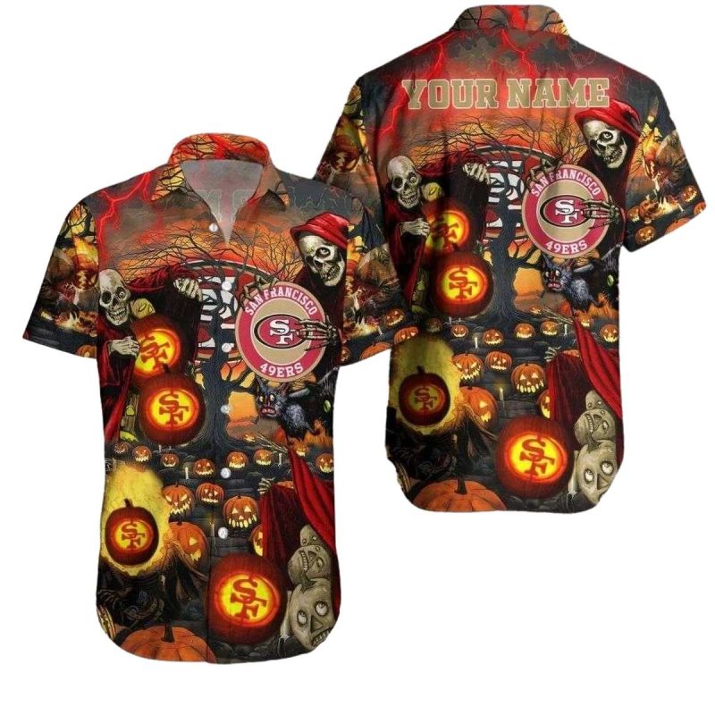 Personalized Spooky 49ers Halloween Night Hawaiian Shirt - Moonbestprint