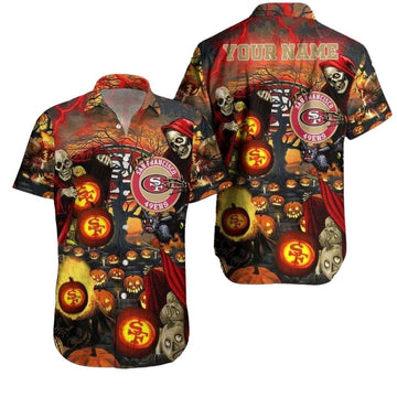 Personalized Spooky 49ers Halloween Night Hawaiian Shirt - Moonbestprint