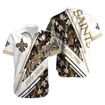 Personalized Starry Night New Orleans Saints White Tropical Hawaiian Shirt - Moonbestprint