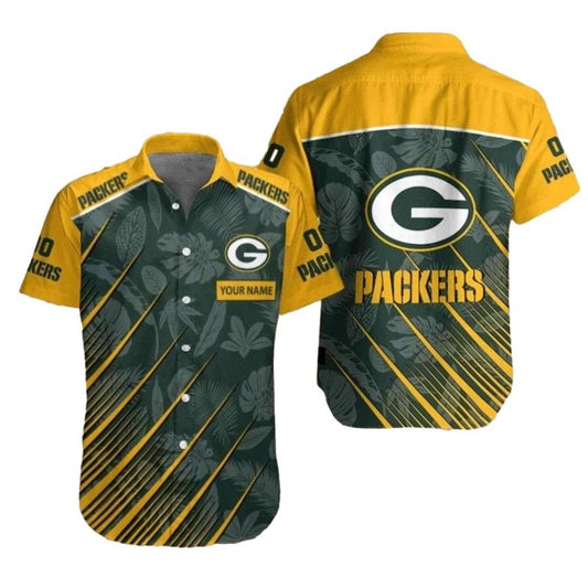 Personalized Tropical Foliage Green Bay Packers Hawaiian Shirt - Moonbestprint