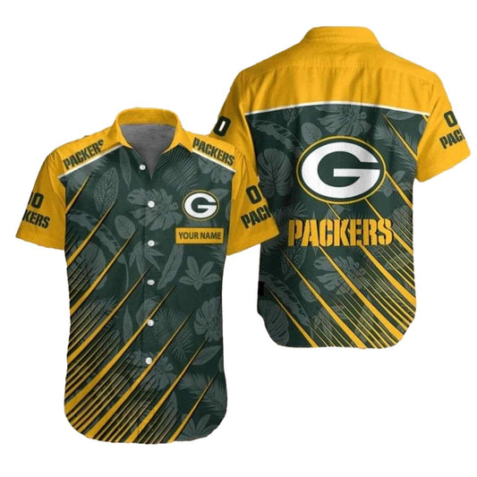 Personalized Tropical Foliage Green Bay Packers Hawaiian Shirt - Moonbestprint