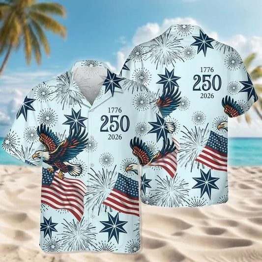 Personalized USA 250 Anniversary Eagle 1776-2026 Hawaii Shirt, 250th Anniversary Shirt, 250th Anniversary Gift Moonbestprint