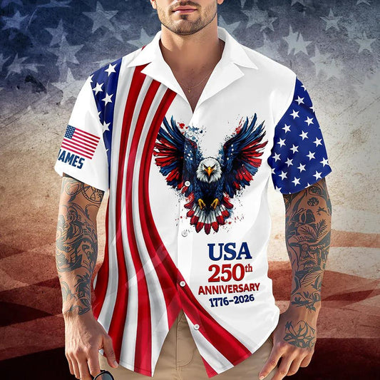Personalized USA 250th Anniversary 1776-2026 Hawaii Shirt, 250th Anniversary Gift Moonbestprint