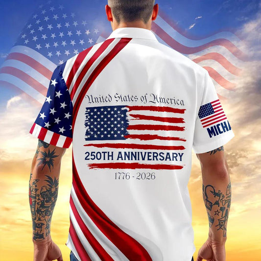 Personalized USA 250th Anniversary Hawaiian Shirt, 250th Anniversary Gift Moonbestprint