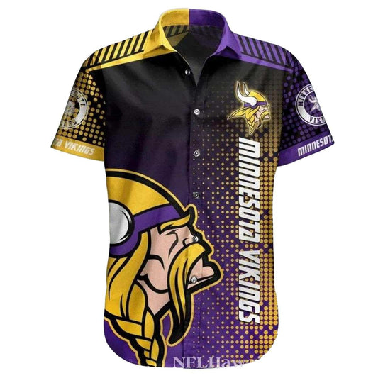 Personalized Viking Warrior Spirit Gold And Purple Hawaiian Shirt - Moonbestprint