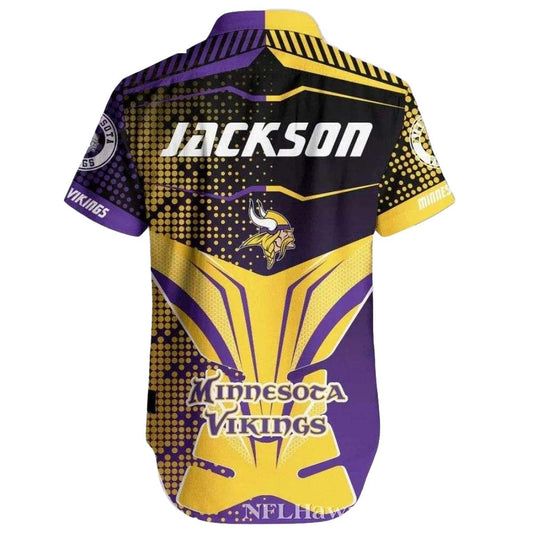 Personalized Viking Warrior Spirit Gold And Purple Hawaiian Shirt - Moonbestprint