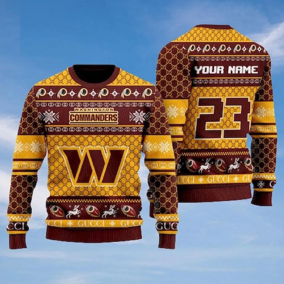 Personalized Washington Commanders Commanders Ugly Christmas Sweater, NFL Christmas Sweater Moonbestprint