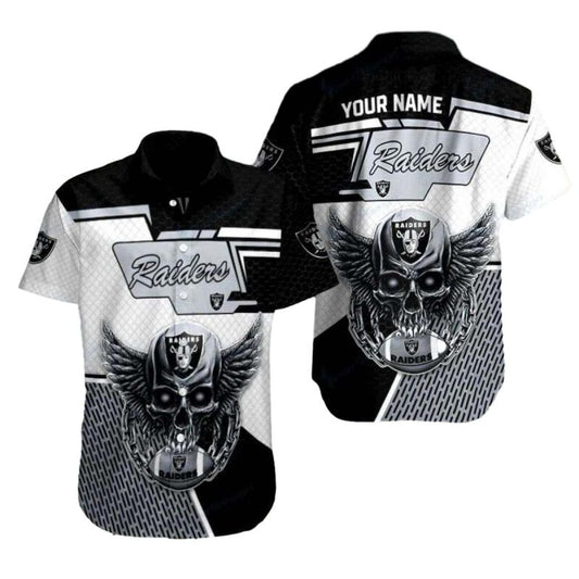 Personalized Winged Skull Raiders Halloween Hawaiian Shirt - Moonbestprint
