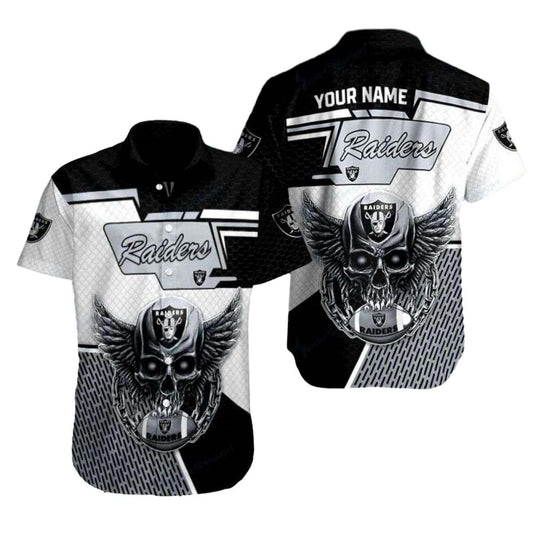 Personalized Winged Skull Raiders Halloween Hawaiian Shirt - Moonbestprint