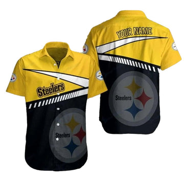 Personalized Yellow Rush Pittsburgh Steelers Sharp Contrast Hawaiian Shirt - Moonbestprint