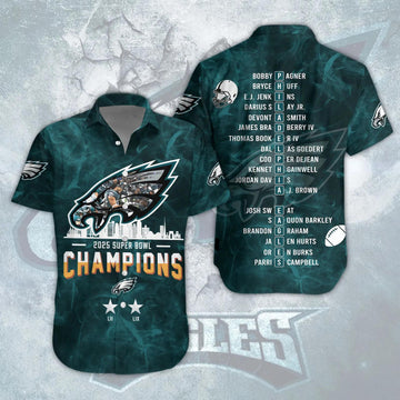 Philadelphia Eagles 2025 Super Bowl LIX Champions Hawaian Shirt, NFL Hawaiian Shirt Moonbestprint