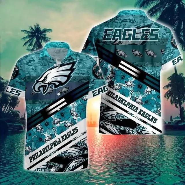 Philadelphia Eagles 3d Camo Floral Hawaiian Shirt, NFL Hawaiian Shirt Moonbestprint