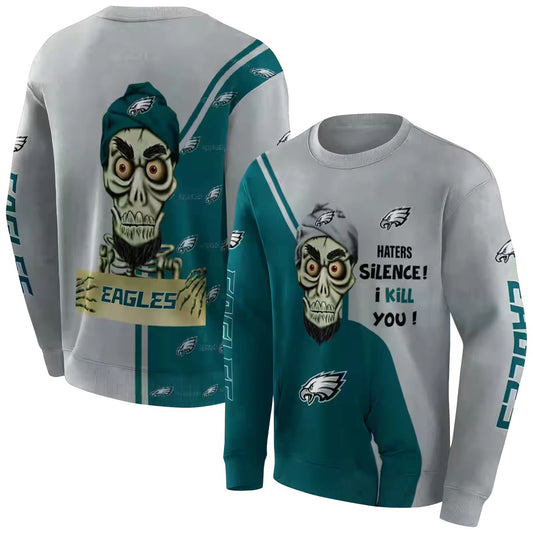 Philadelphia Eagles Achmed Skull Green Aop Sweatshirt - Moonbestprint