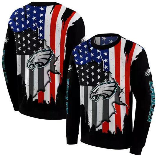 Philadelphia Eagles American Pride Black Aop Sweatshirt - Moonbestprint