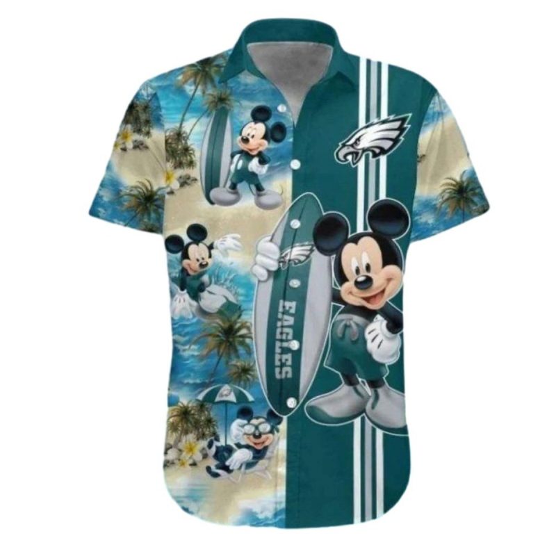 Philadelphia Eagles Mickey Mouse Surfing Hawaiian Shirt - Moonbestprint
