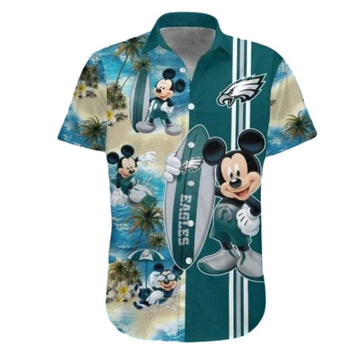 Philadelphia Eagles Mickey Mouse Surfing Hawaiian Shirt - Moonbestprint
