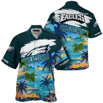 Personalized Philadelphia Eagles Beachside Spirit Coconut Island Hawaiian Shirt - Moonbestprint