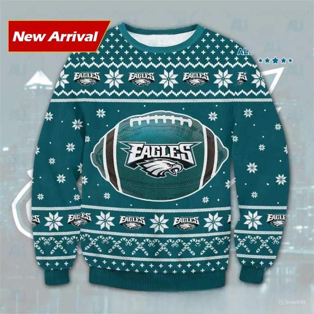 Philadelphia Eagles Big Logo NFL Ugly Christmas Sweater, NFL Christmas Sweater Moonbestprint