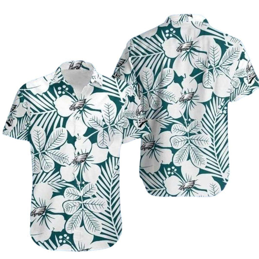 Philadelphia Eagles Botanical Elegance White Floral Hawaiian Shirt - Moonbestprint