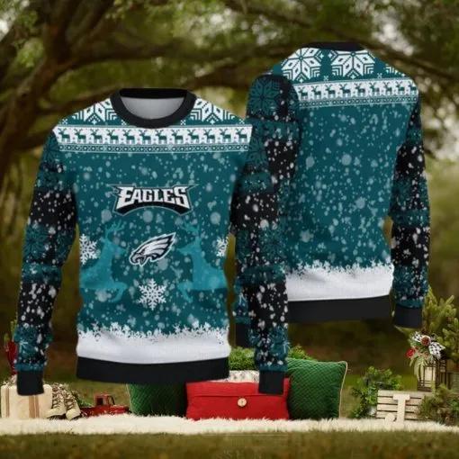 Philadelphia Eagles Christmas Reindeer Ugly Christmas Sweater, NFL Chritsmas Sweater Moonbestprint