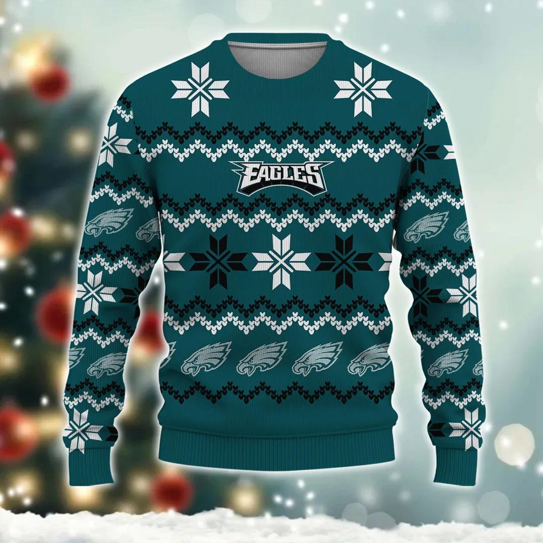 Philadelphia Eagles Christmas Ugly Sweater, NFL Christmas Sweater Moonbestprint