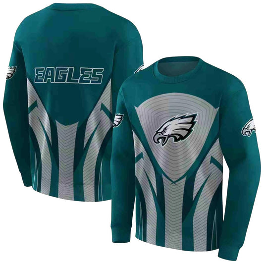 Philadelphia Eagles Concentric Lines Green Black Aop Sweatshirt - Moonbestprint