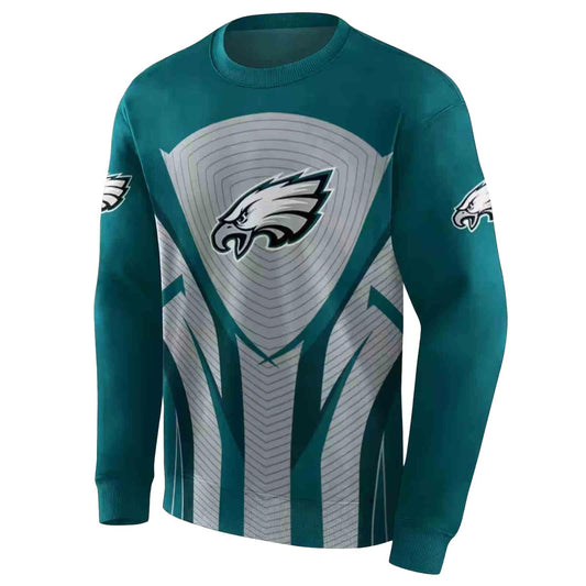Philadelphia Eagles Concentric Lines Green Black Aop Sweatshirt - Moonbestprint