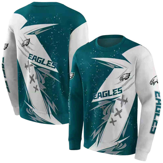 Philadelphia Eagles Dynamic Slash Green White Aop Sweatshirt - Moonbestprint