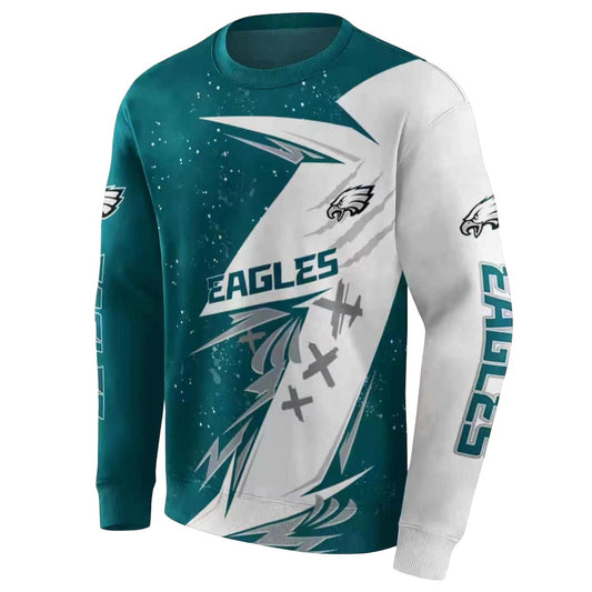Philadelphia Eagles Dynamic Slash Green White Aop Sweatshirt - Moonbestprint