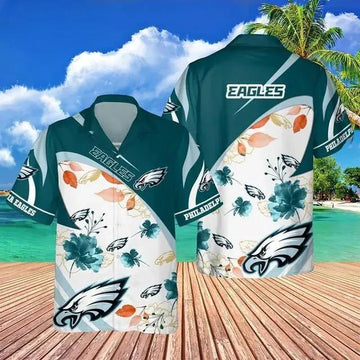 Philadelphia Eagles Floral Aloha Hawaiian Shirt, NFL Hawaiian Shirt Moonbestprint
