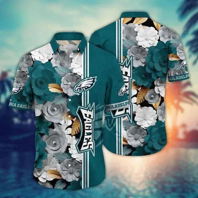 Philadelphia Eagles Flower Hawaiian Shirt, NFL Hawaiian Shirt Moonbestprint