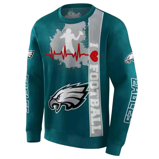 Philadelphia Eagles Football Heartbeat Green 2025 Aop Sweatshirt - Moonbestprint