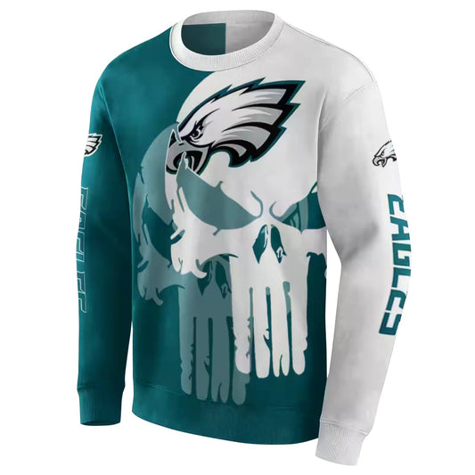 Philadelphia Eagles Graphic Punisher Green White Aop Sweatshirt - Moonbestprint
