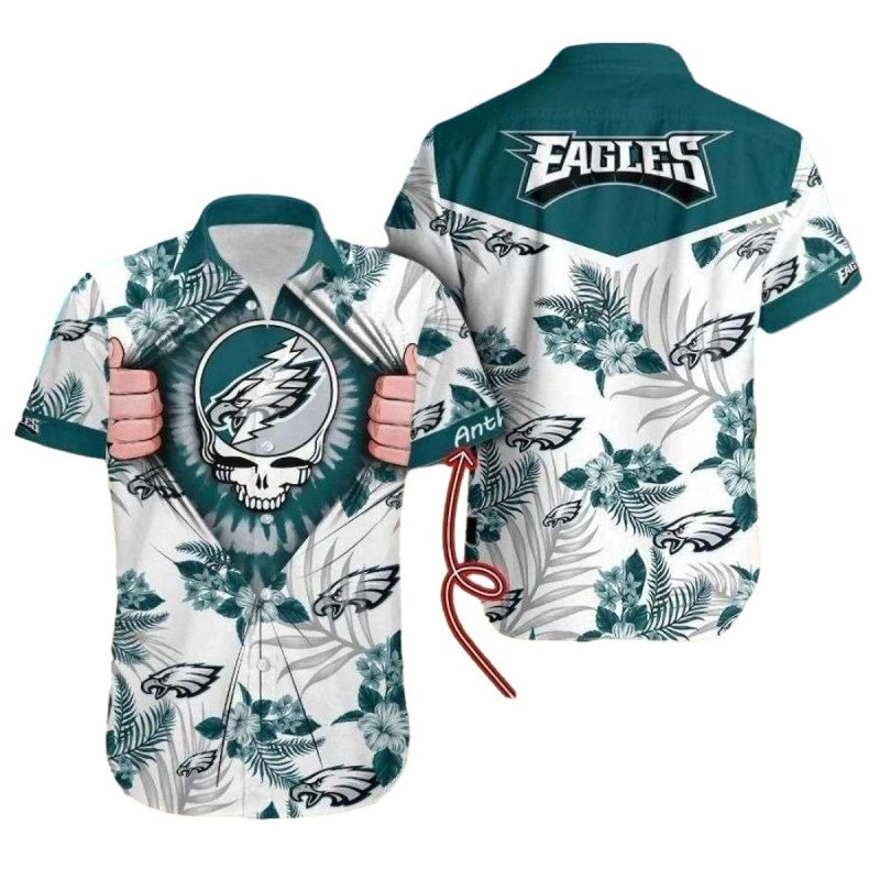 Personalized Philadelphia Eagles Grateful Dead Hawaiian Shirt - Moonbestprint