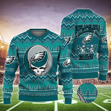 Philadelphia Eagles Grateful Ugly Sweater, NFL Christmas Sweater Moonbestprint