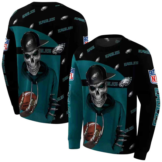 Philadelphia Eagles Grim Vibe Green Black Aop Sweatshirt - Moonbestprint