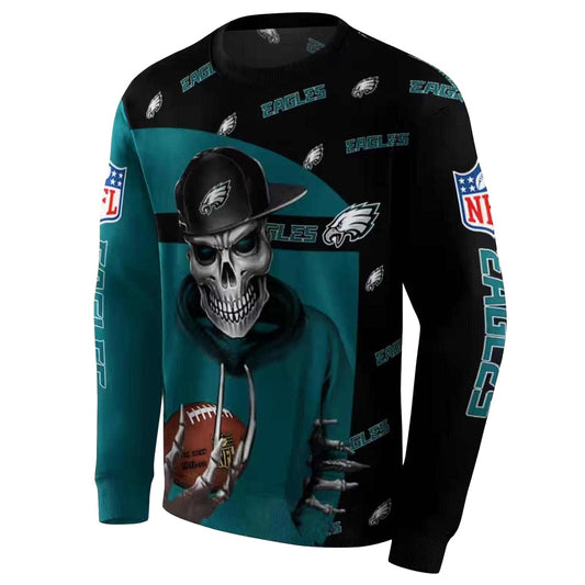 Philadelphia Eagles Grim Vibe Green Black Aop Sweatshirt - Moonbestprint