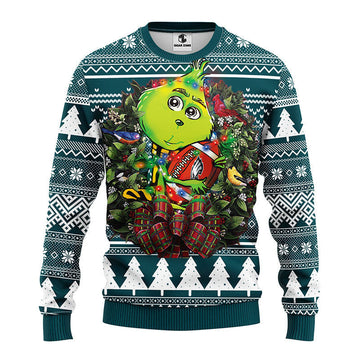 Philadelphia Eagles Grinch Hug Ugly Christmas Sweater Moonbestprint