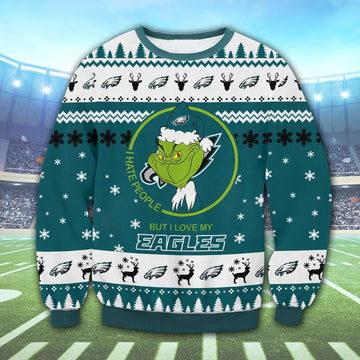Philadelphia Eagles Grinch Smile Ugly Christmas Sweater, NFL Christmas Sweater Moonbestprint